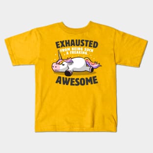 Exhausted From Being Awesome Lazy Unicorn Gift Kids T-Shirt